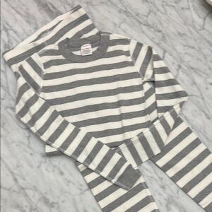 NWOT HANNAH ANDERSSON LONG JOHNS -Striped Gray and White Kids Pajamas sz140-10
